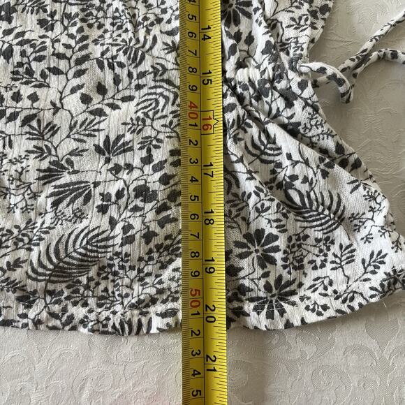 Lucky Brand Women Top Small Blouse Floral Square Neck Puff Sleeve Tie Sides - Picture 6 of 9